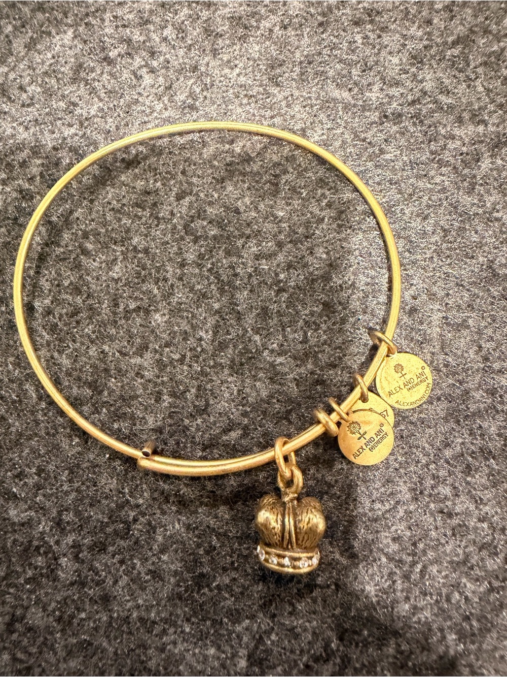 Alex and Ani Gold Crown Charm Expandable Bangle